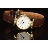 Raymond Weil 18ct gold ladies wristwatch ref.2988 with gold hands and Roman numerals, white dial and