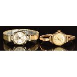 Two 9ct gold ladies wristwatches Smiths de Luxe and Thomas Russell & Son, both on expanding gold