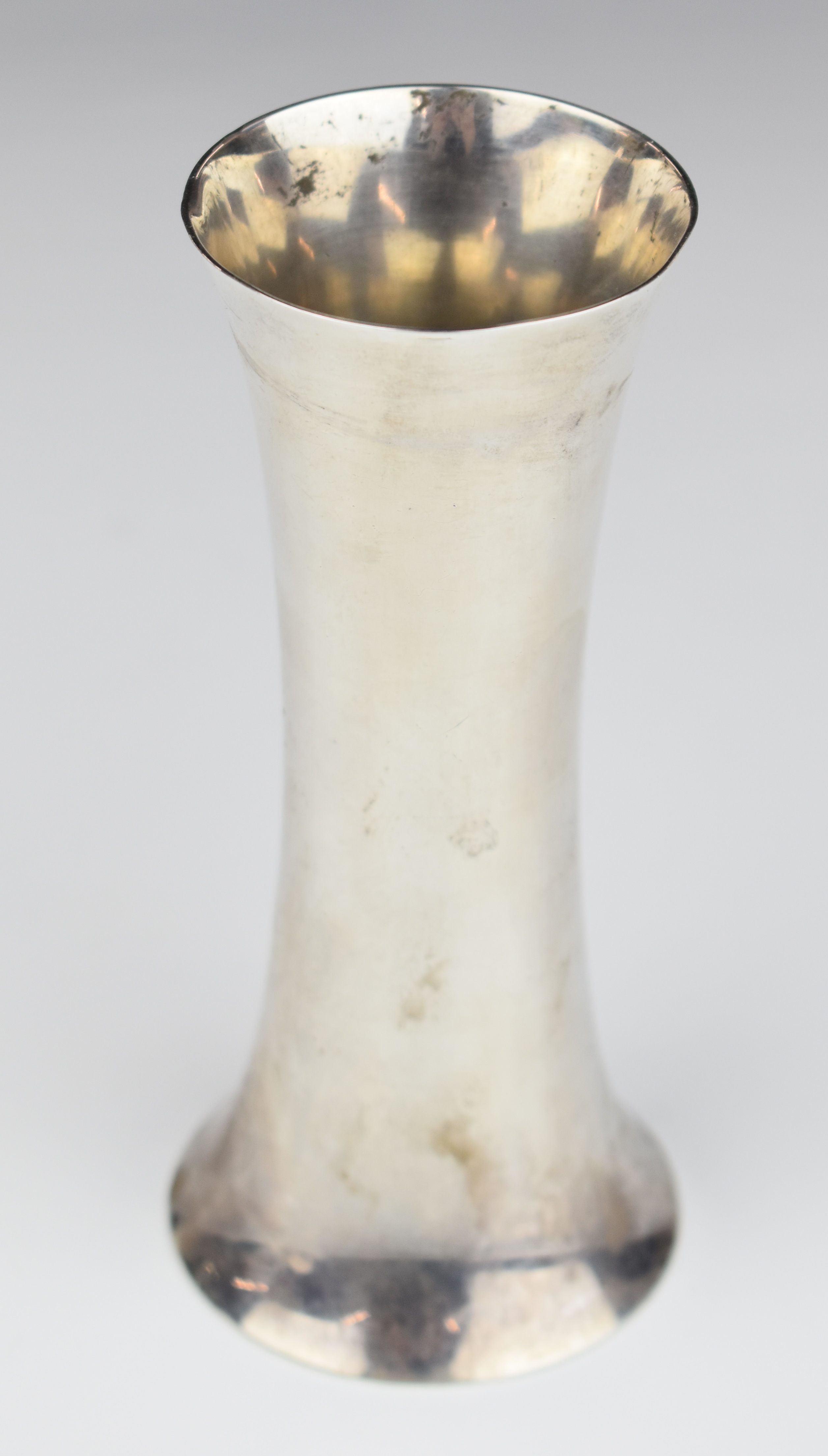 George V hallmarked silver vase of waisted form, Birmingham 1914, maker A & J Zimmerman Ltd, - Image 2 of 3