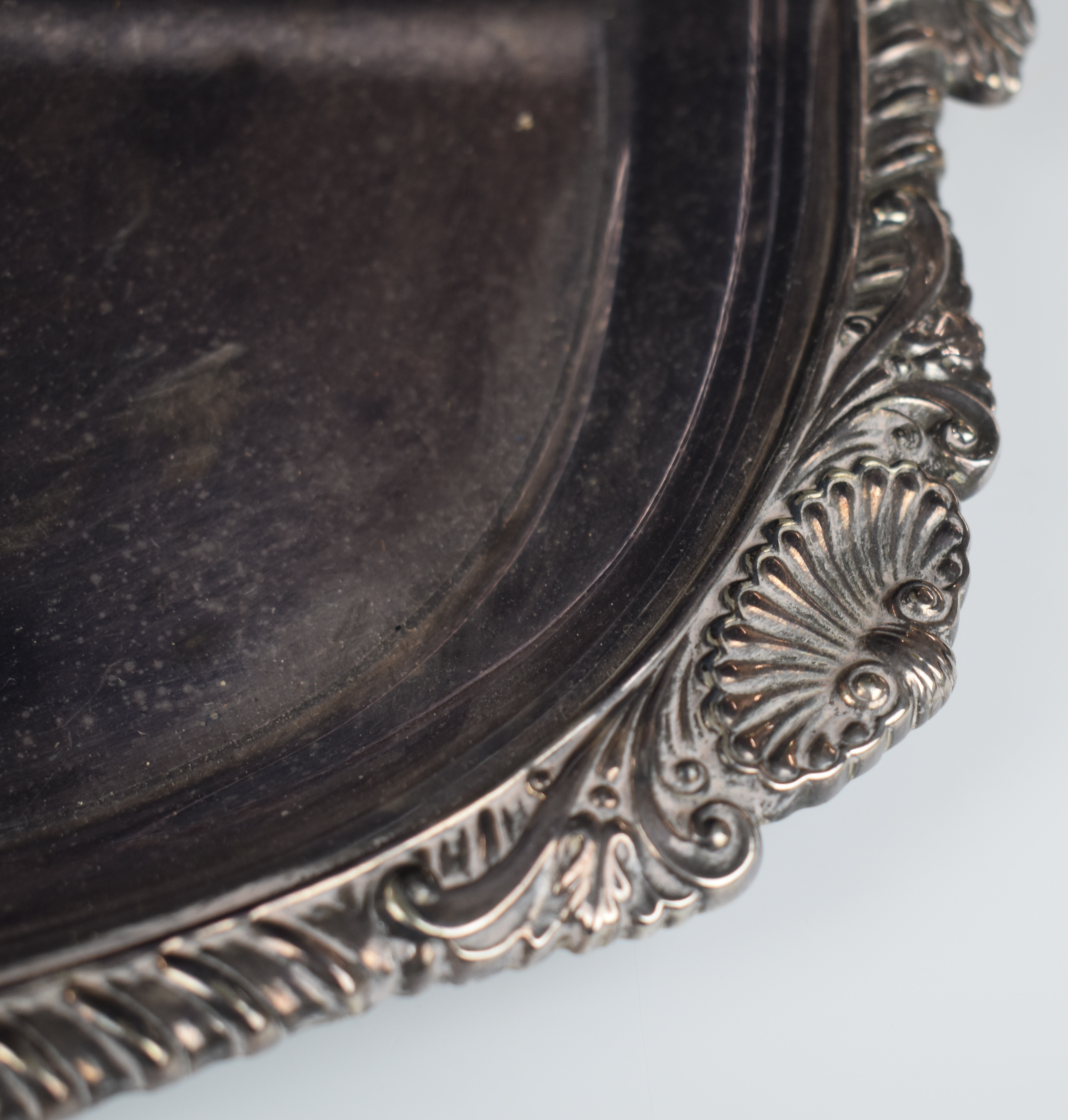 Large twin handled silver plated tray, length 75cm and Assam Railways Indian presentation pewter - Image 6 of 11