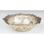 Victorian hallmarked silver bon bon dish with pierced and embossed decoration, Sheffield 1891, maker