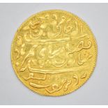 Indian gold one mohur coin (Shah Amam II, British Bengal Presidency) 1765-1947, 7.3g