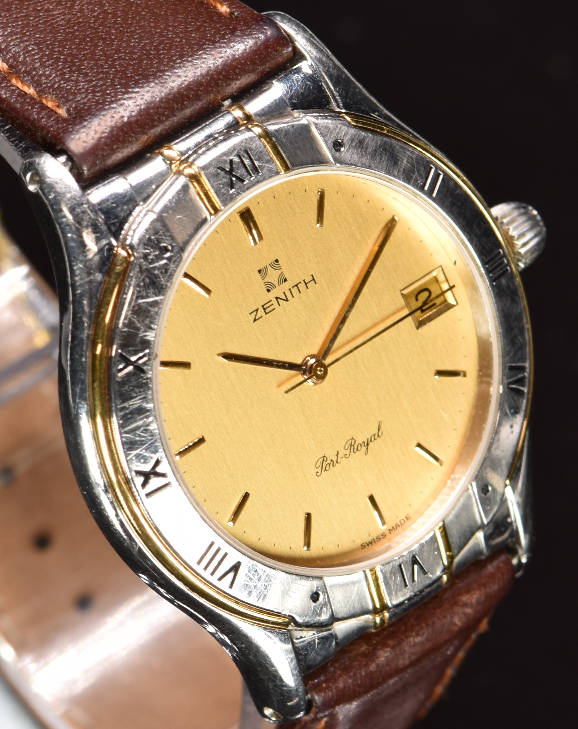 Zenith Port-Royal gentleman's wristwatch ref. 10.3150.226 with date aperture, gold hands, hour - Image 3 of 6