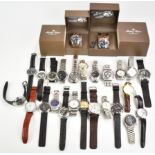 Twenty-six various gentleman's wristwatches including Mathey-Tissot, Guess, Revo, Swiss Army,