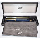 Two Montblanc Noblesse Oblige ballpoint pens, one with green resin body and chrome plated fitting