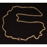 A 9ct gold belcher watch chain or necklace, length 77cm, 15.9g