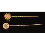 Victorian 15ct gold stick pin set with an old cut diamond of approximately 0.25ct (1.8g) and a