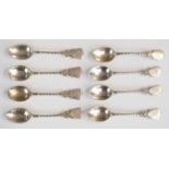 Set of eight Walker & Hall hallmarked silver teaspoons with engraved crossed rifles or similar