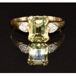 A 9ct gold ring set with quartz and diamonds, 2.0g, size M