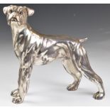 Silver novelty model of a dog marked silver and 995, possibly Greek, length 15cm