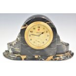 Zenith variegated black marble mantel clock, the 8 day movement with rim wind and subsidiary seconds
