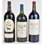Three magnum bottles of red wine comprising Chateau Tour du Pas St Georges St Emilion 1998, Beau -