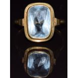 A 14k gold ring set with topaz, 4.9g, size R