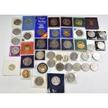 A large collection of commemorative New Zealand and UK crowns etc