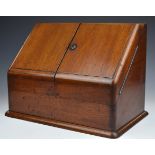 Late 19thC or early 20thC Army and Navy mahogany stationery box with calendar to top and Bramah