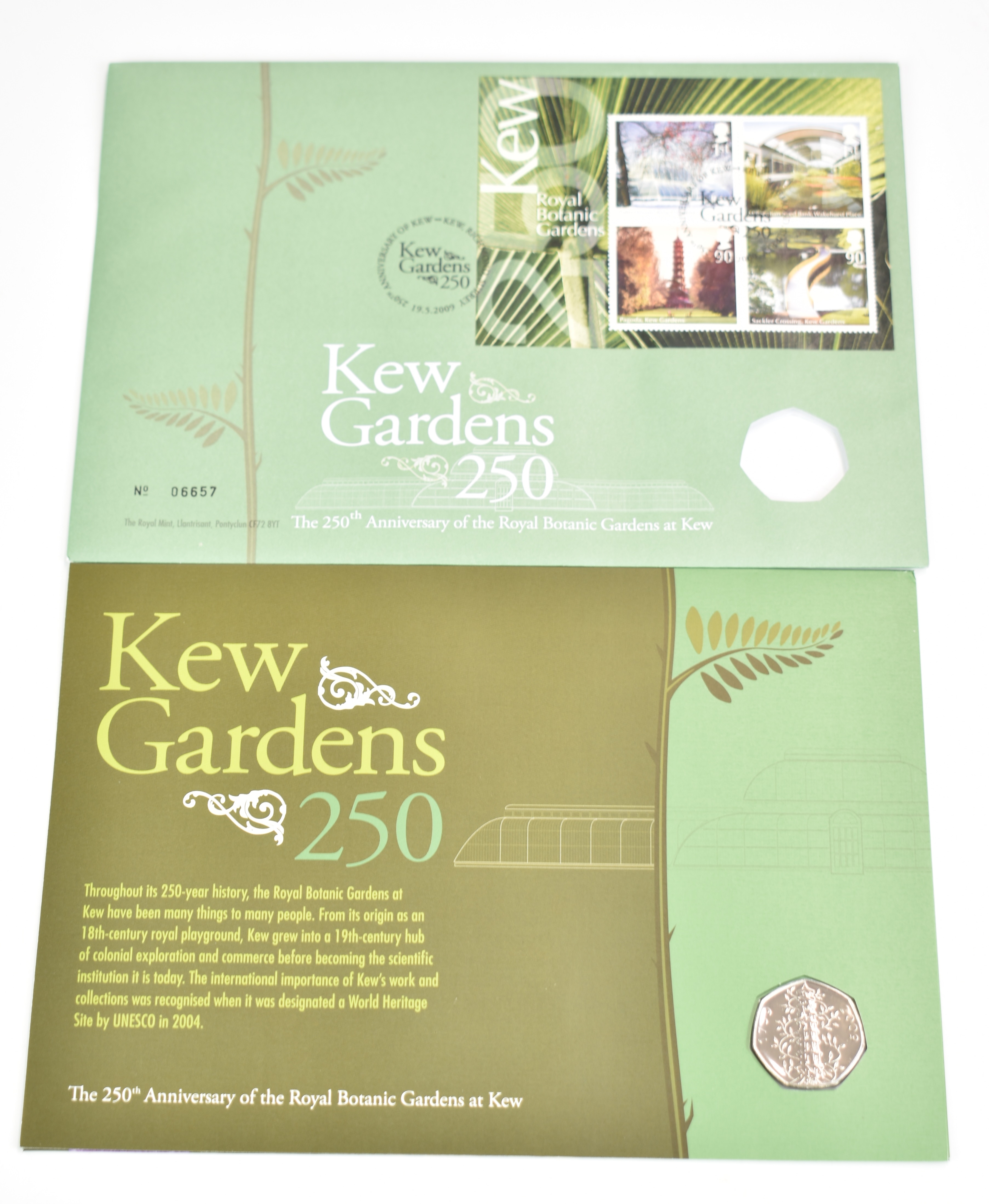 2009 Kew Gardens 50p coin and stamp cover, pack no 06657