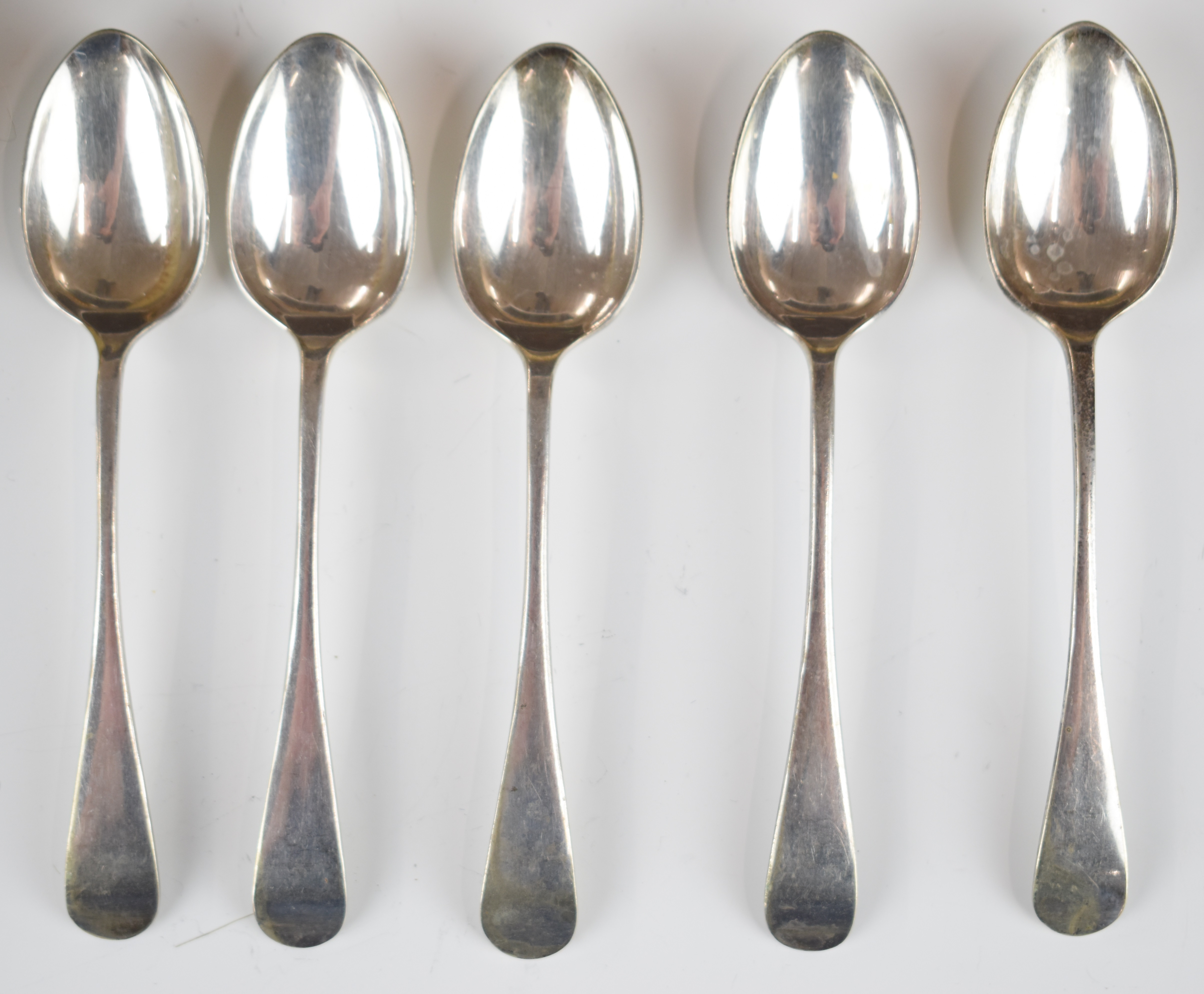 Three Scottish Georgian hallmarked silver bright cut teaspoons, Edinburgh circa 1800, maker - Image 3 of 4