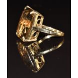 A 9ct gold ring set with a smoky quartz, 8.6g, size P