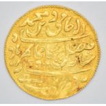 Indian gold one mohur coin (Shah Amam II, British Bengal Presidency) 1765-1947, 7.3g