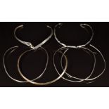 Six silver choker necklaces