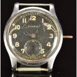 Doxa military style gentleman's wristwatch with inset subsidiary seconds dial, Arabic numerals,