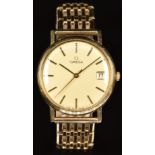 Omega 9ct gold gentleman's wristwatch ref. 132.5017 with date aperture, black and gold hands and