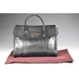 Mulberry Bayswater handbag in black grained leather with silver coloured hardware, with original