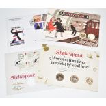 Two PNC stamp and coin covers comprising London Underground £2 and Shakespeare £2