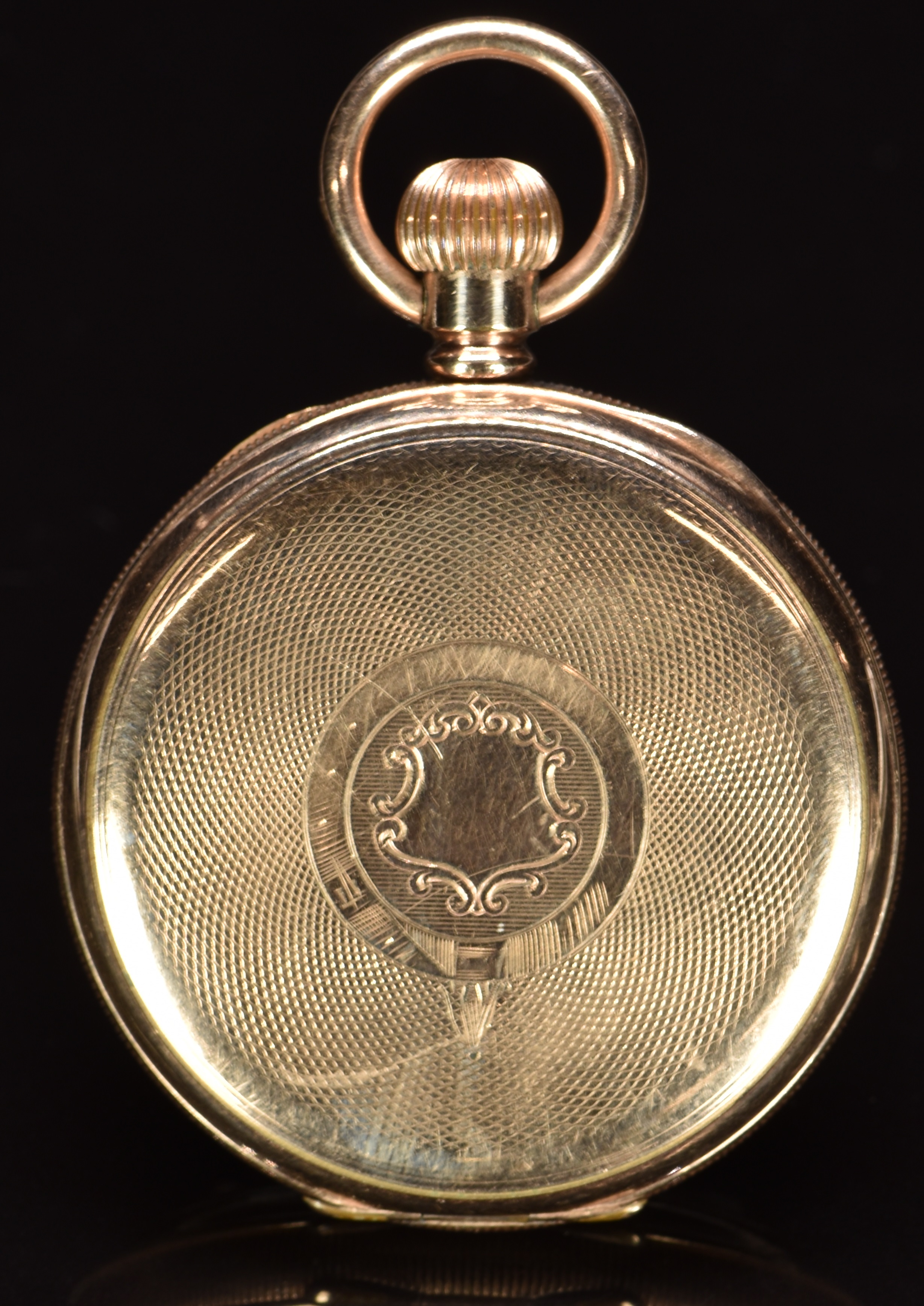 Waltham gold plated keyless winding open faced pocket watch with subsidiary seconds dial, blued - Image 2 of 3
