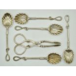 Victorian Goldsmiths & Silversmiths Co hallmarked silver teaspoon and sugar nip set with twisted