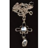 Arts & Crafts silver pendant set with moonstone