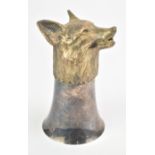 Irish hallmarked silver novelty stirrup cup formed as a fox's head, Dublin 1998, maker Alwright &