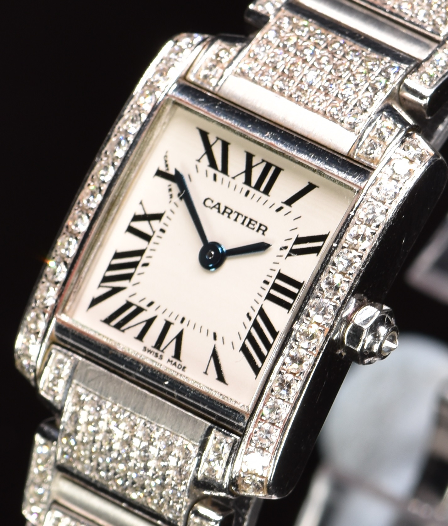 Cartier Tank 18ct white gold ladies wristwatch ref. 2403 with diamonds set to the case, bracelet and - Image 2 of 7