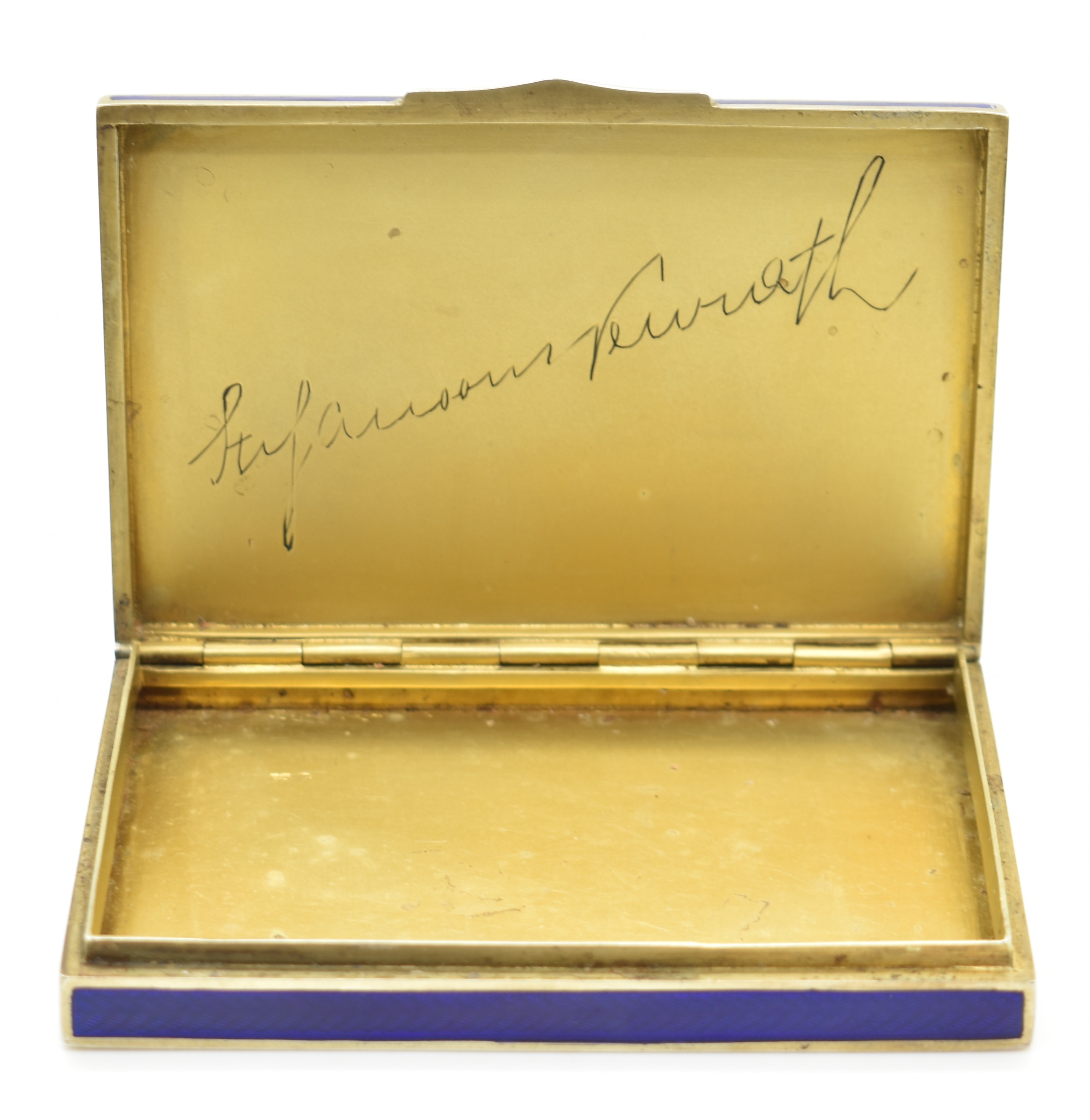 Russian or similar blue guilloché enamel and silver gilt snuff box, indistinct marks but maker's - Image 3 of 4