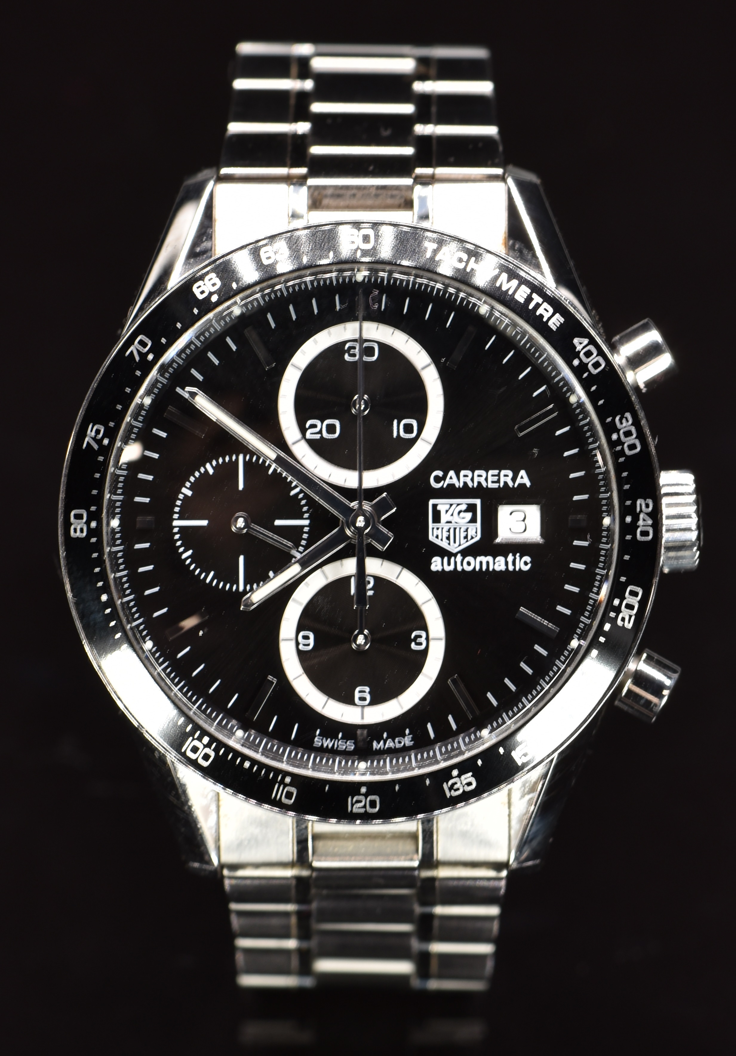 Tag Carrera gentleman's automatic chronograph wristwatch ref. CV2010-3 with date aperture,