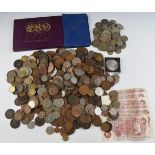 Approximately 485g of UK pre-1947 silver coinage together with a collection of pre-decimal etc and
