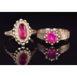 Two 9ct gold rings set with synthetic rubies, 6.8g, size Q