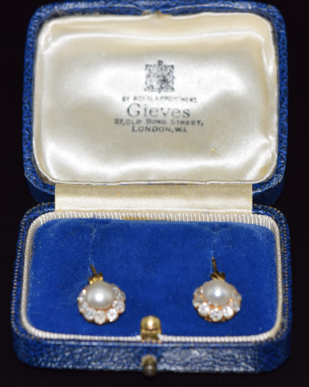 A pair of c1900 18ct gold earrings, each set with a natural pearl measuring 6.4mm surrounded by - Image 5 of 5