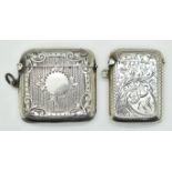 Two Edward VII hallmarked silver vesta cases, Birmingham 1903 and 1907, weight 54g