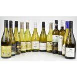 Twelve bottles of mainly New World white wine including Stellenbosch, Yealands, Marlborough,