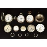 A collection of hallmarked silver and other pocket and wristwatches and parts including Skarratt &