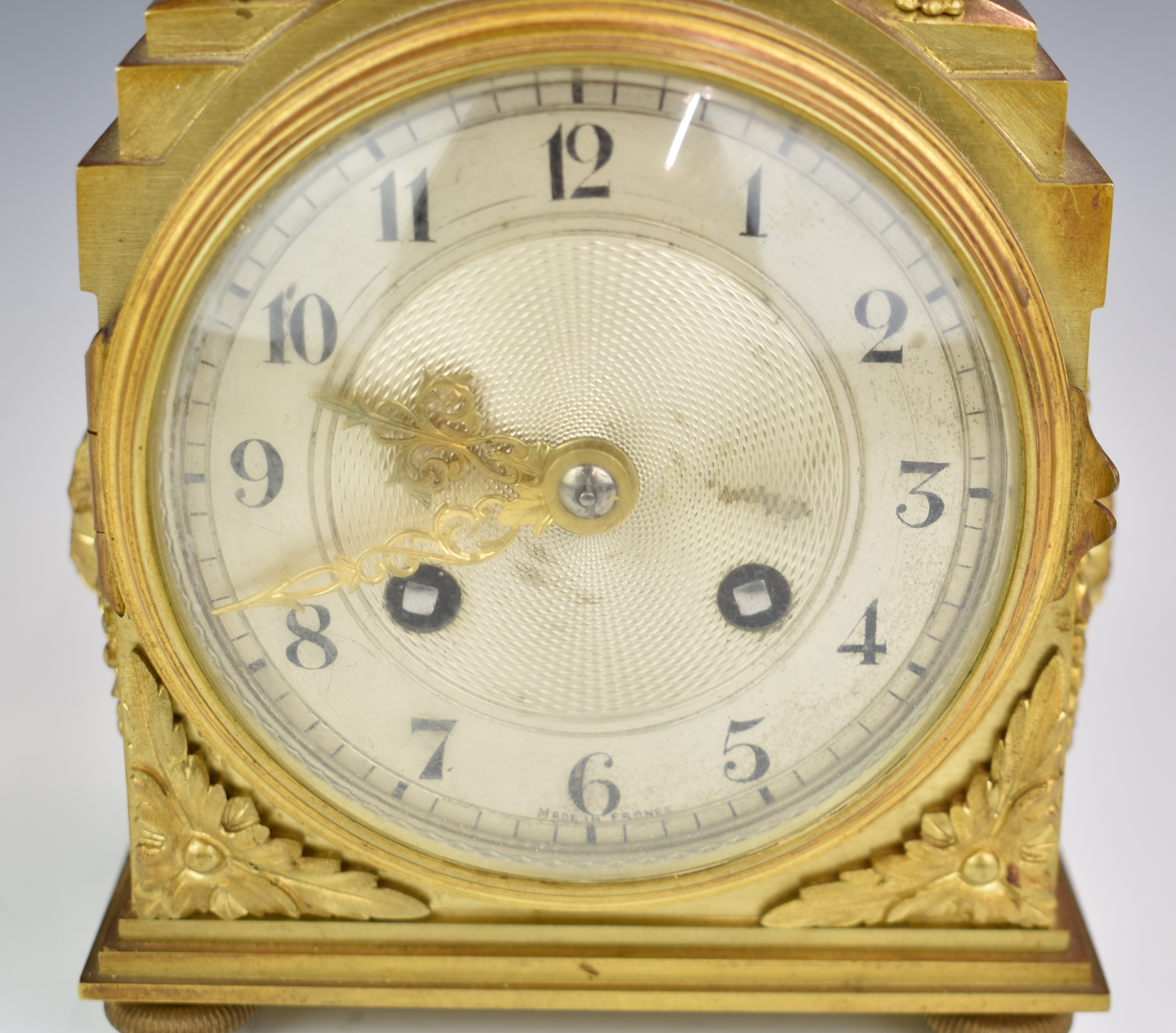 Gilt metal cased mantel or bracket clock with silvered dial, the French movement with platform - Image 2 of 11