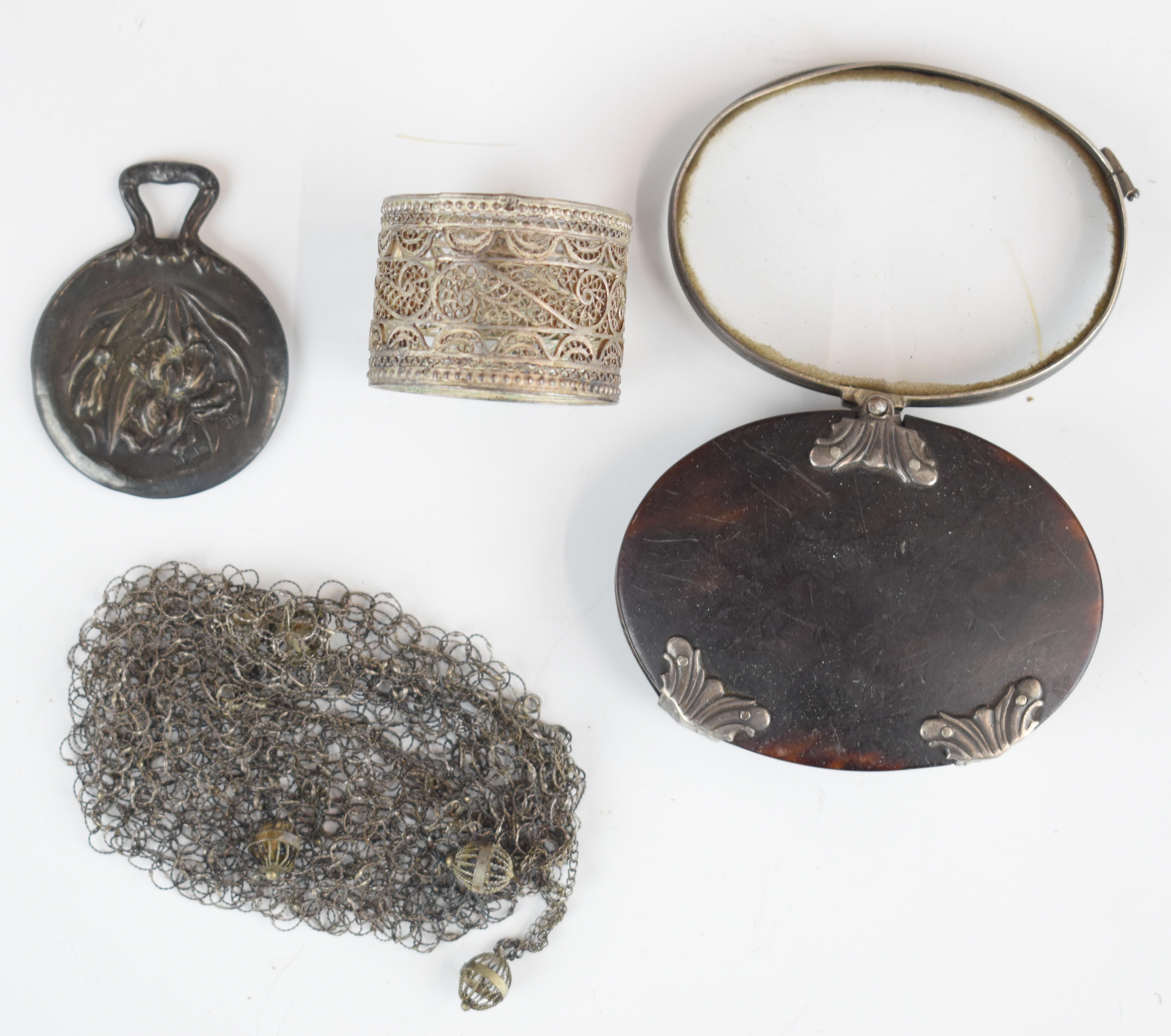 Hallmarked silver items to include candlestick, hand mirror, brushes, card case, silver handled - Image 9 of 9