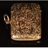 Victorian 9ct gold vesta case, with engraved decoration, Chester 1898, maker's mark rubbed, height