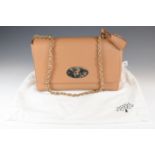 Mulberry Lily large handbag in caramel grained soft leather with gilt metal hardware, suede