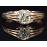 A 9ct gold ring set with an old cut diamond of approximately 1.3ct, 5.1g, size U