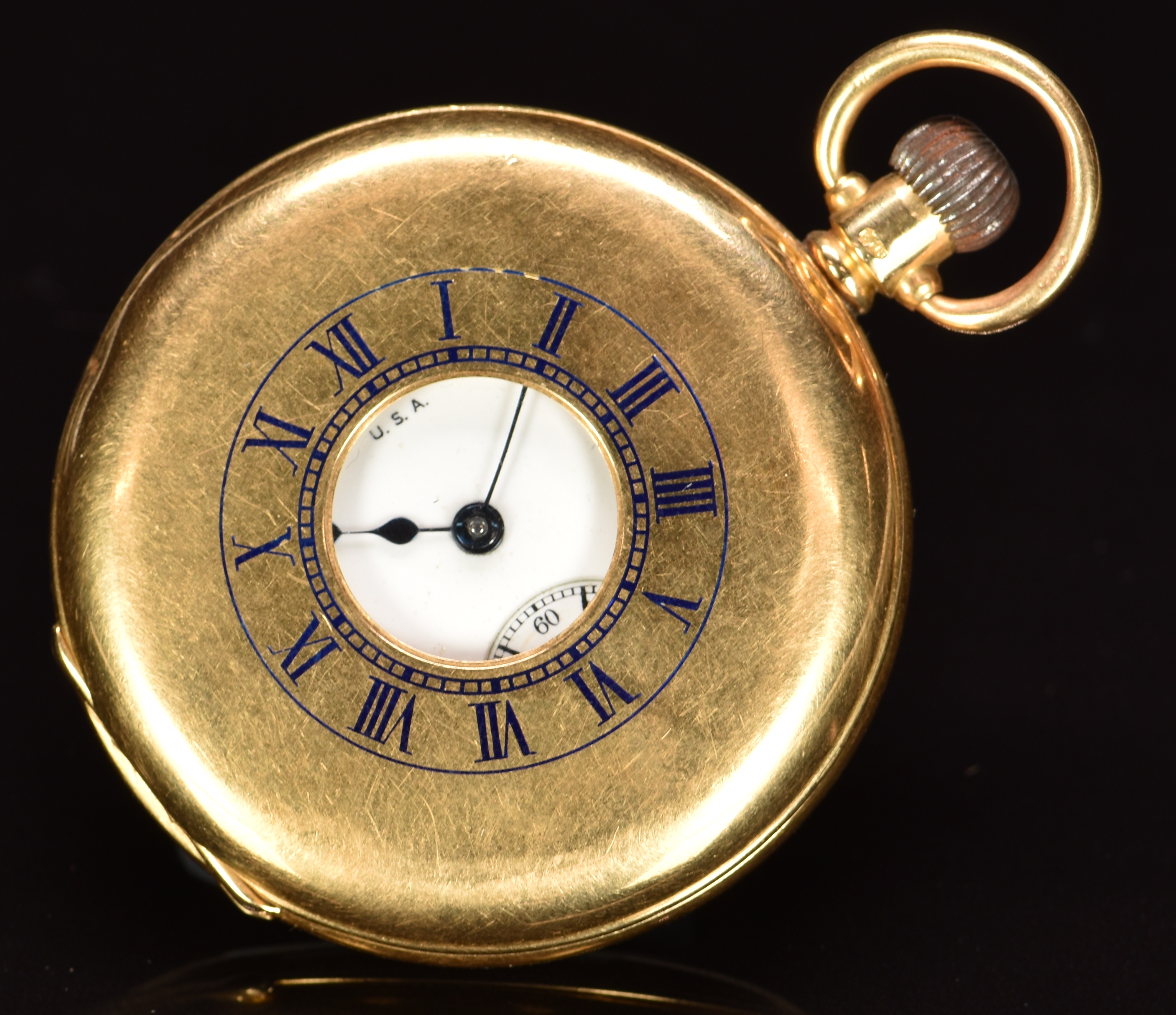 P S Bartlett Waltham 18ct gold keyless winding half hunter pocket watch with inset subsidiary - Image 2 of 4