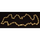 A 1970s 18ct gold necklace made up of textured links, maker LJI, Birmingham 1973, 61.7g