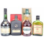 Four bottles of brandy / cognac comprising two bottles of Three Barrels VSOP 70cl, 38% vol, Remy