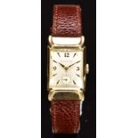 Bulova Art Deco gentleman's wristwatch with inset subsidiary seconds dial, gold hands, hour